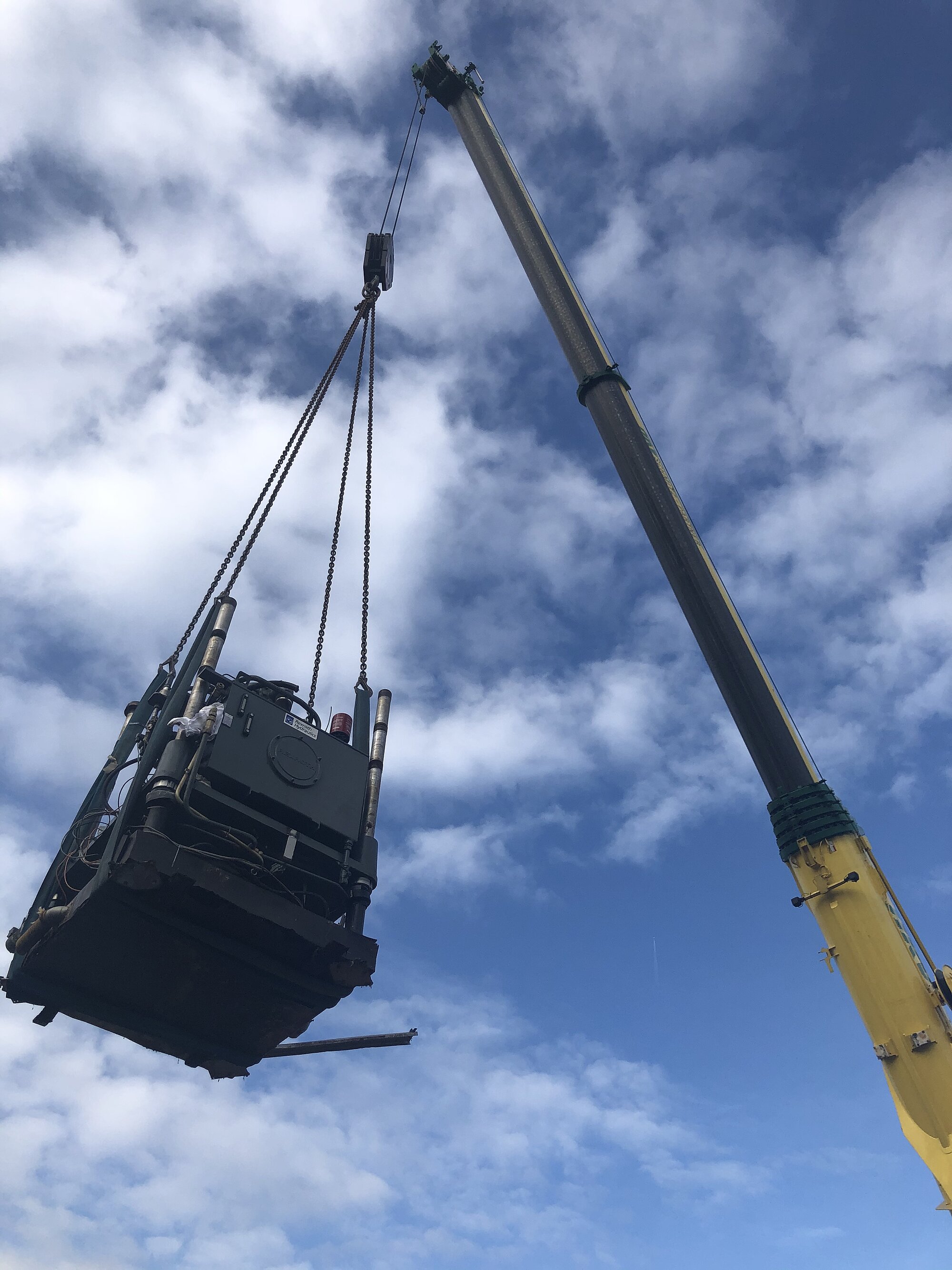 Removing the old press in excellent weather